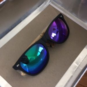 BNWT Matte Black Bamboo Wayfarer Sunglasses